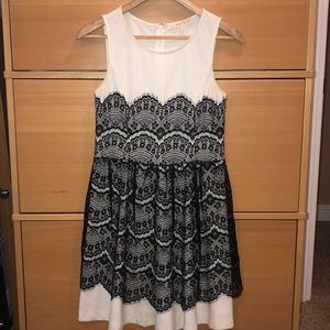 White dress with black lace